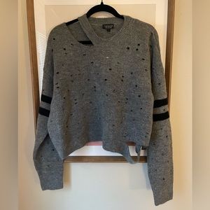 Top Shop Distressed Cropped Sweater - Size 10